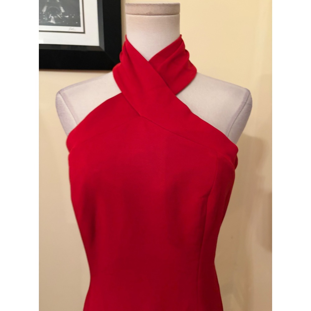 Reiss Zaira Bodycon Dress Crimson Red Halter Cocktail 6 NEW - Picture 6 of 10